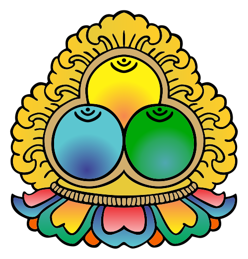 The three-jewel symbol (triratna) representing Buddha, Dharma and Sangha